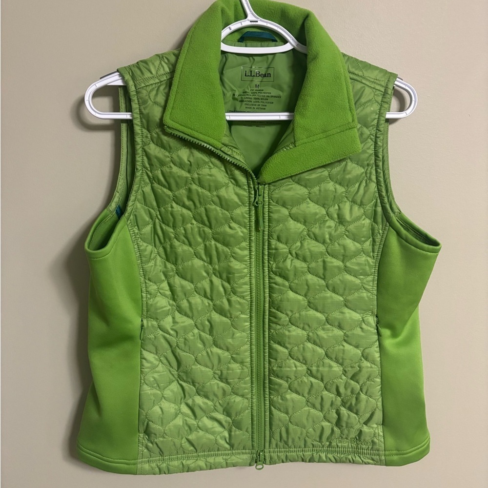 L. L. Bean Full Zip Quilted Puffer Vest Women’s Size Medium Green Gorpcore